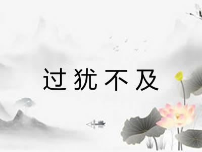 过犹不及 过犹不及