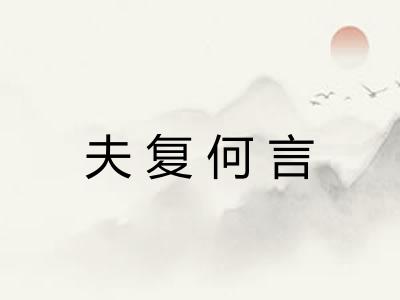 夫复何言