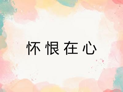 怀恨在心 怀恨在心